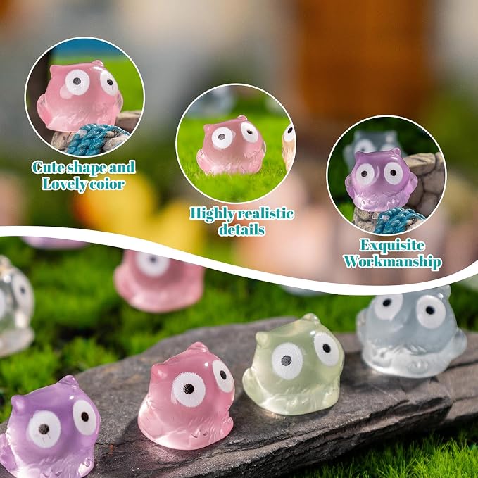 72 Pcs Mini Resin Owl Figurine Bulk Mini Owl Figurine Cake Decorations Cute Miniature Resin Sculpture Ornament Micro Landscape Office Garden Desk Party Tabletop Decor