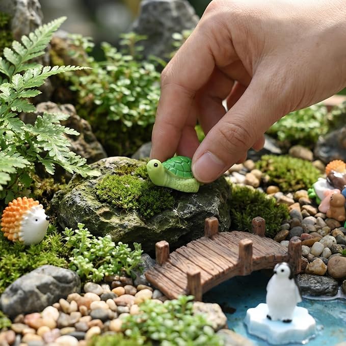 Prudiut 60 Pcs Mini Resin Animal Figures 60 Styles for Fairy Garden Decor | Tiny Resin Animal to Hide Assorted Little Animals Figures for Desk Pets Decor Miniature Landscape Dollhouse Accessories