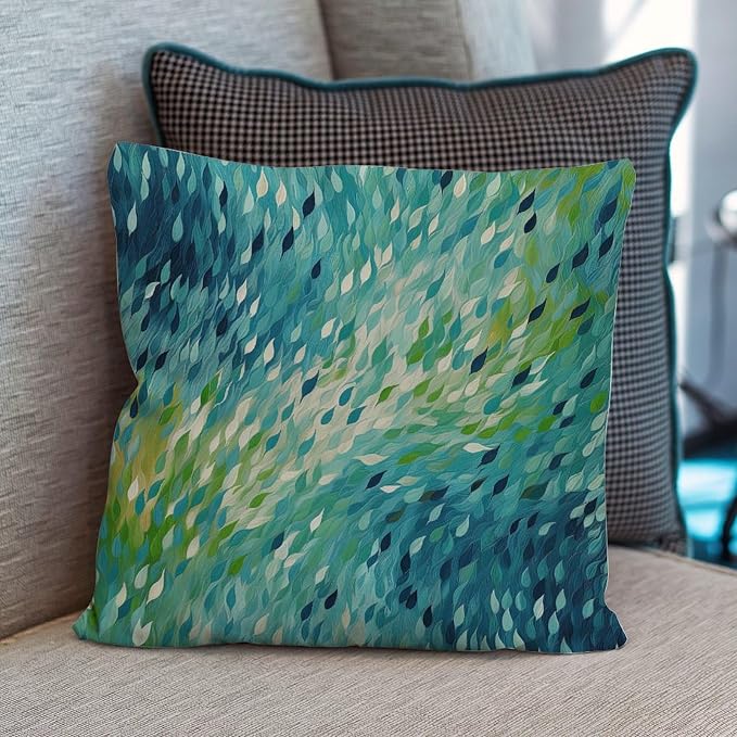 Throw Pillow Covers Make It Rain Fiesta Cushion Cover Retro Rainbow Teal Pillow Cover Accent Throw Pillow Covers Farmhouse Decorative for Sofa Bed Chair Car 24x24 in