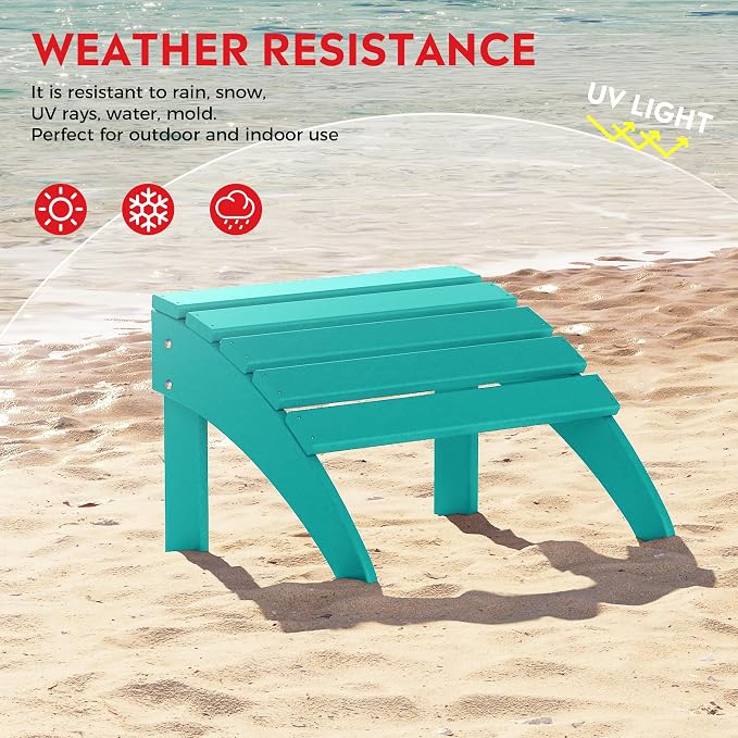 Costaelm Lakeview 12-Piece HDPE Outdoor Patio Furniture Adirondack Chair Conversation Table Set, Turquoise