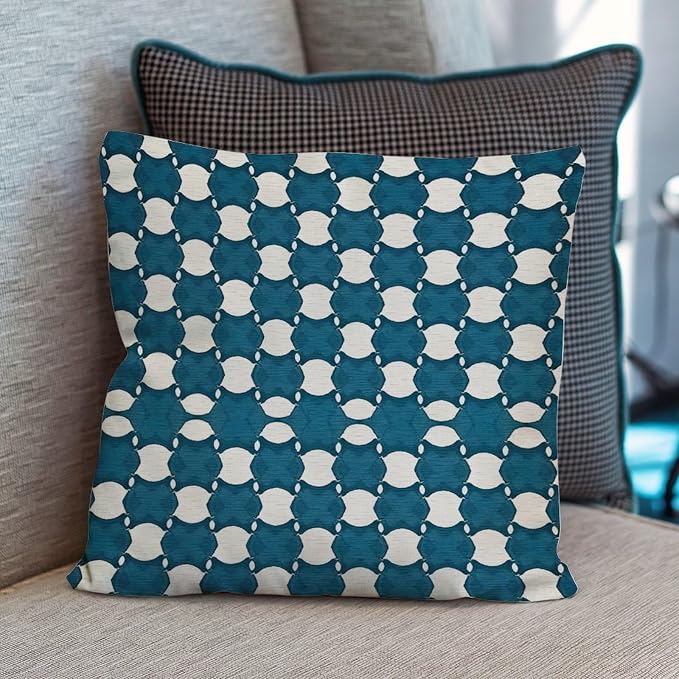 Blue Geometric Cushion Cases Blue and White Trellis Throw Pillow Cover Classic Outdoor Waterproof Decorative Pillow Cover for Couch Sofa Bedroom Car 20x20 in