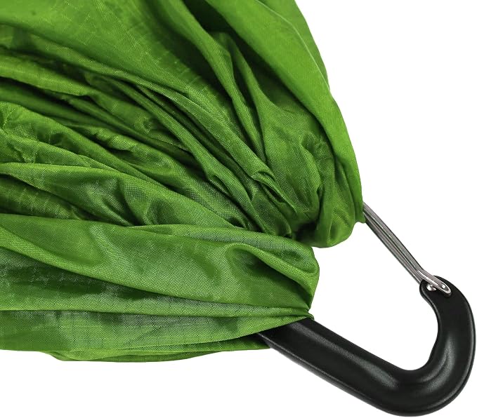 Portable Parachute Camping Hammock, Lightweight Outdoor Hammock with Aluminum Snap Hooks and Storage Bags, Compact Foldable Design for Hiking Backpacking Travel (Grass Green)