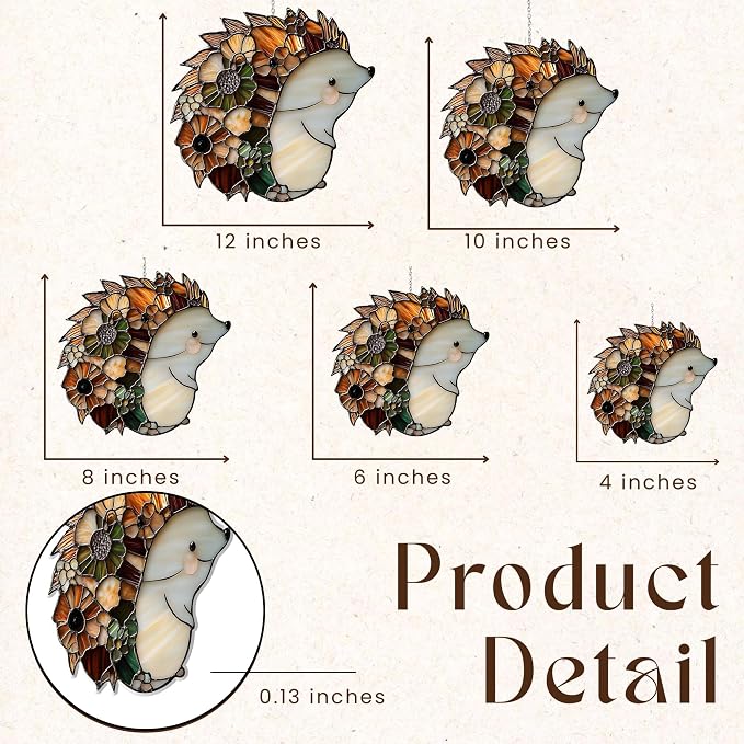 Hedgehog Acrylic Suncatcher, Boho Suncatchers for Window Hanging Ornament, Woodland Animal Art Garden Decor for Hedgehog Lover, Gifts for Mother's Day, Mom, Grandma, Wife, Women, Nana