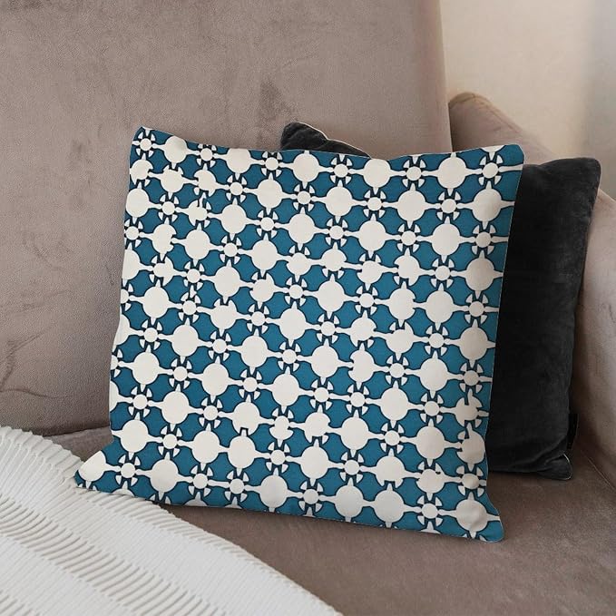 Pillow Cover Blue Geometric Cushion Cover Modern Blue and White Trellis Pillow Cover Accent Modern Decorative Pillow Covers for Bedroom Sofa Bench Porch 22x22 in