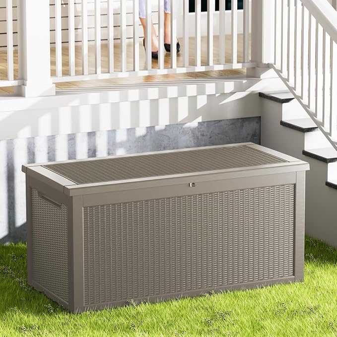 320 Gallon Outdoor Storage Box Wateproof, Extra Large Storage Organizer for Patio Furniture Accessories, Garden Tools, Indoor Storage for Cushion, Slate Grey