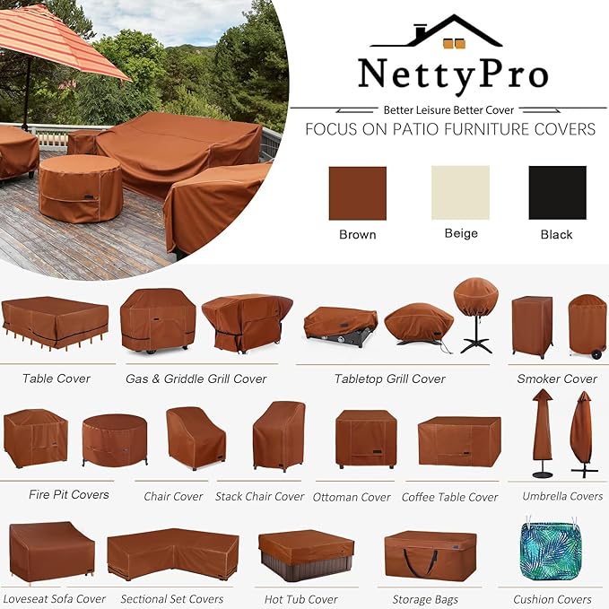 NettyPro Waterproof Patio Adirondack Chair Covers 2 Pack Outdoor Furniture Covers for Deep Lounge Seat Chair (2 Pack - 30”W x 33”D x 34”H)