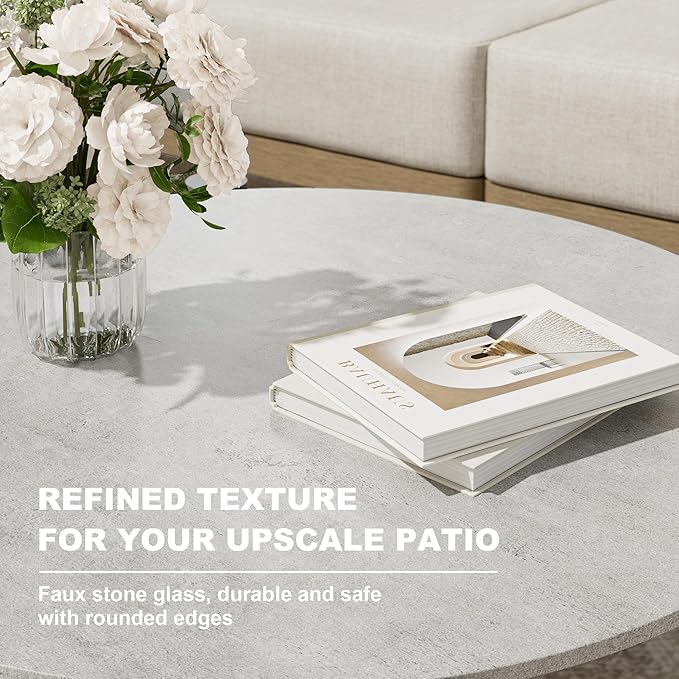 Patio Furniture Set for 6 seat, Aluminum Outdoor Sectional Sofas with 7 Inch Olefin Cushion and Glass Coffee Table, Modern Outdoor Conversation Sets for Porch, Backyard, Sunroom, L-Shaped, Beige