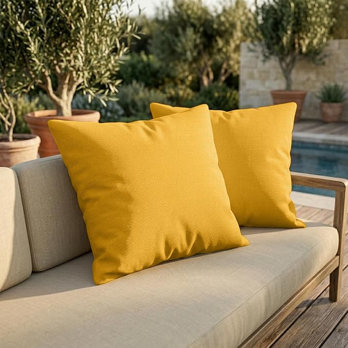Covers & All Sunbrella Throw Pillows Set of 2, 16 x 16 Inch Square Outdoor & Indoor Cushions with Insert, Fade & UV Resistant Fabric (Canvas Sunflower)