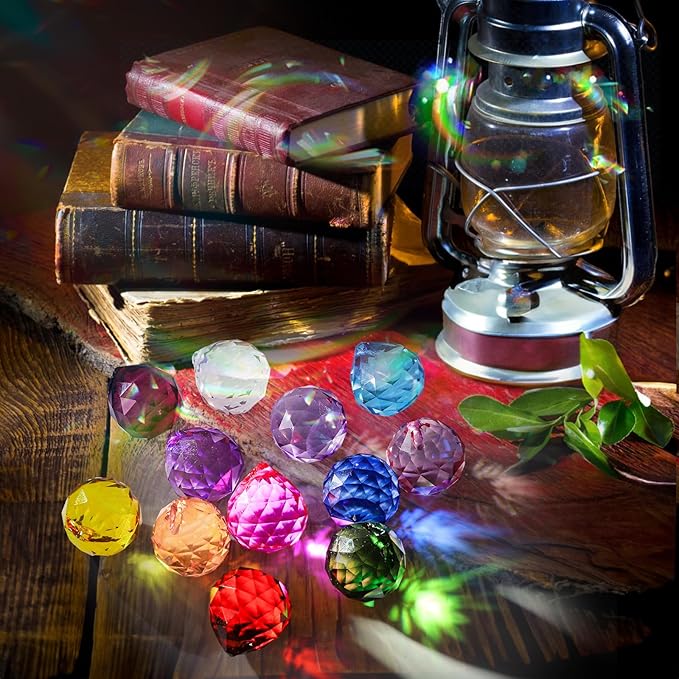 Yesland 24 Pack Crystal Ball Prism 30mm/1.18" Decorative Ball - Suncatcher Rainbow Pendants Maker for Chandelier Window & Wedding Decoration Gift (Multicolor)