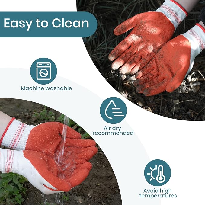 Velway 6 Pairs Gardening Gloves for Women - Breathable Rubber Coated Garden Work Gloves - Outdoor Protective Yard Gloves with Grip Gardening Gifts - Red & Purple Large