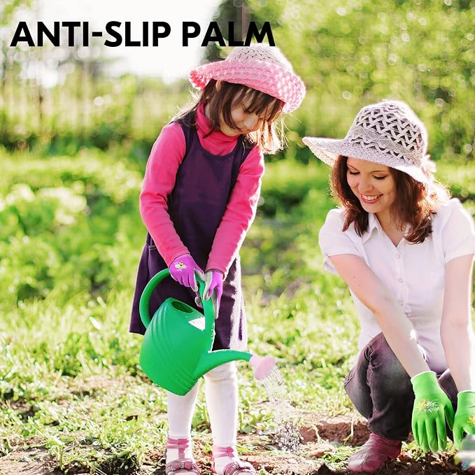 Vgo... 1-Pair Age 5-7 Kids Gardening Gloves, Children Yard Work Gloves, Soft Safety Rubber Gloves (XXS, Purple, KID-RB6013)