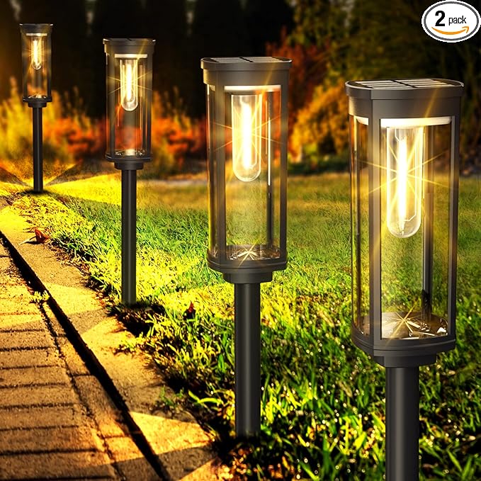 COXSENI Solar Pathway Lights Outdoor 2 Pack, Bright Solar Path Lights Outside Waterproof, Walkway Light Solar Powered Landscape Light for Driveway Lawn Patio Sidewalk Yard