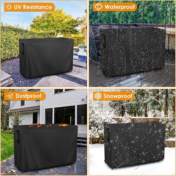 Kingling Outdoor Table Cover for Console Table, 46 Inch Waterproof Rectangular Patio Table Covers for Coffee Table/Bar Table/Prep Table, Outdoor Furniture Cover - 46"L x18"W x36"H