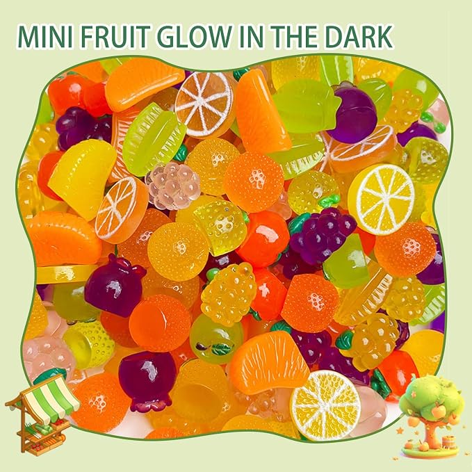 Mini Glow In The Dark Animal Resin Models, Resin Animals Mystery Bags, Individually Wrapped Blind Bags Tiny Animal Figurines, Collectible Mini Animals For Fairy Garden, DIY Crafts (50, Fruit)