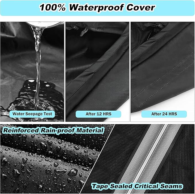 Round Patio Table Cover Waterproof, 62" Diax25" H Heavy Duty Oxford Fabric Outdoor Patio Furniture Cover Patio Table Chair Set Covers for Garden Round Table Dining Set, Black