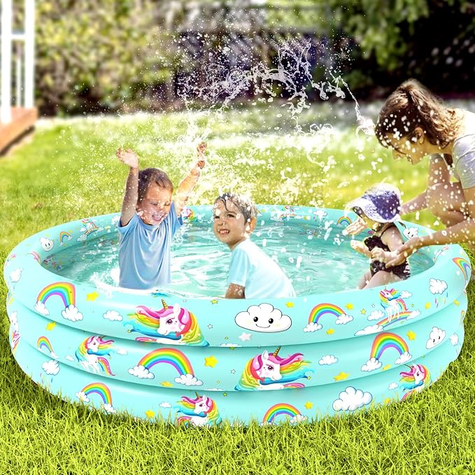 Jasonwell Inflatable Baby Kiddie Pool - Toddler Pool Kids Paddling Baby Swimming Pools Blow Up Ball Pit Infant Wading Pools for Backyard Piscina Inflable para Niños (51in Unicorn)