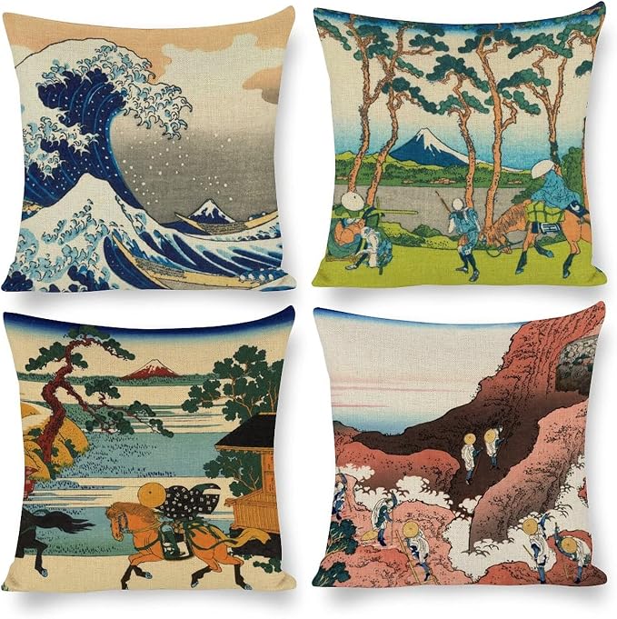 Waterproof Throw Pillow Covers Set of 4 Linen Farmhouse Cushion Covers Outdoor Waterproof Decorative Pillow Cases for Patio Garden 18x18 inches