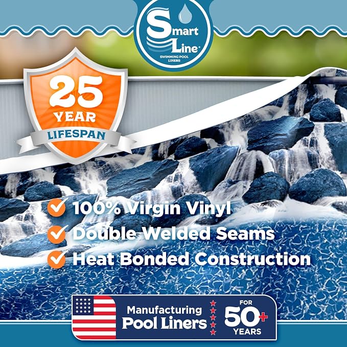 Lake Effect Pools 'Bermuda' 15 ft Round Above Ground Swimming Pool | 48 Inch Walls | 6" Steel Top Ledge | Bundle Includes: 25 Gauge Overlap Liner & Widemouth Skimmer