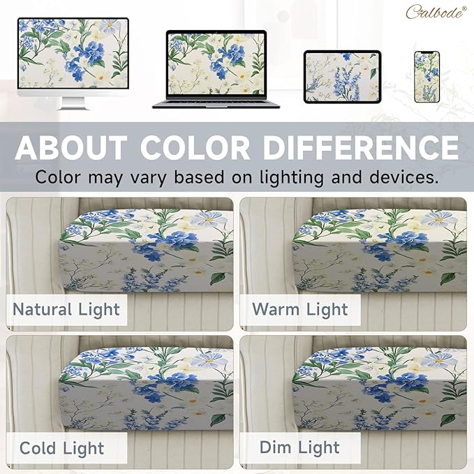 CALBODE 8 Pcs Stretch Outdoor Seat Cushion Covers, Washable Chair Seat Cover for Patio Furniture Cushions Soft Indoor and Outdoor Couch Cover Replacement (Bluebell, Cover Only)