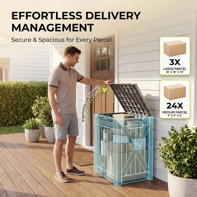 Greesum 52 Gallon Extra Large Deck Box with Lock, Heavy-Duty Resin Outdoor Storage Container, Waterproof Lockable Chest for Patio Furniture, Garden Tools, Pool Equipment, Light Coffee