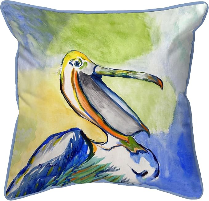 Betsy Drake Happy Pelican Large Indoor/Outdoor Pillow 18x18