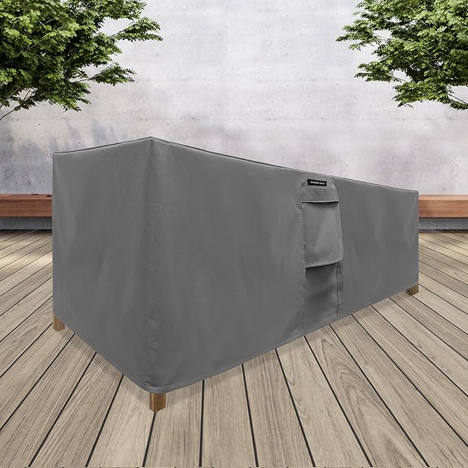 KHOMO GEAR Heavy Duty Outdoor Furniture Cover - Waterproof Square & Rectangular Covers with Air Vents - UV Resistant Polyester Patio Garden Cover - For Ottoman, Tables, Coffee Side Tables and Others