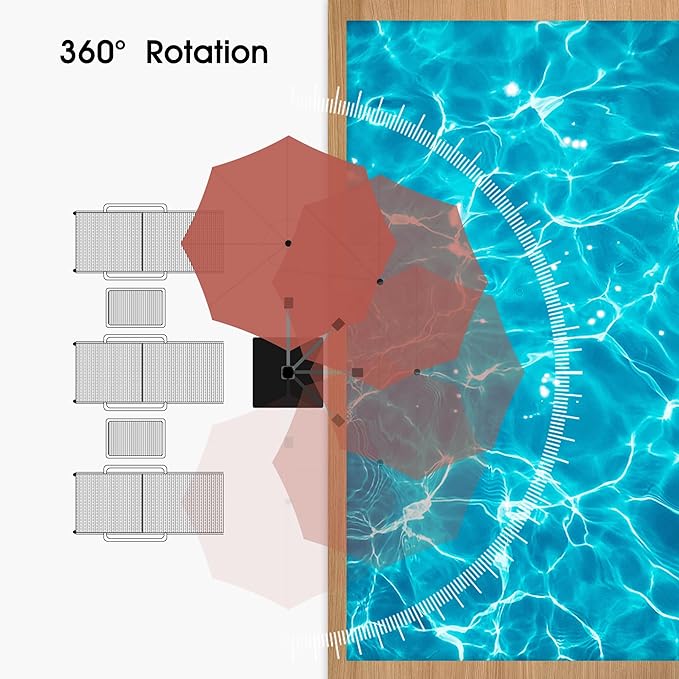 PURPLE LEAF 13 FT Cantilever Patio Umbrellas with Base Included, Large Round Offset Umbrella with 360° Rotation, Outdoor Aluminum Pool Umbrella for Pool Lawn Garden, Brick Red