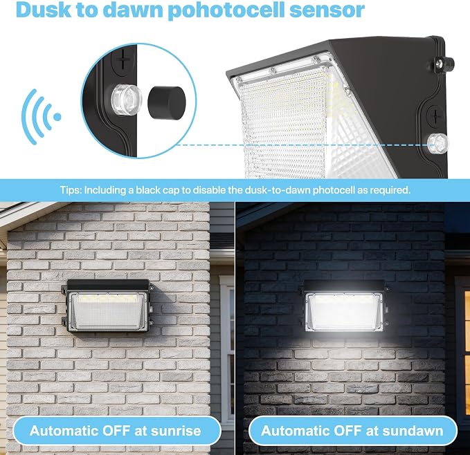 HYPERLITE LED Wall Pack 70W: 10500lm Dusk to Dawn Outdoor Lighting - Industrial LED Wall Lights Out Door 2Packs for House Warehouses Driveway UL Listed