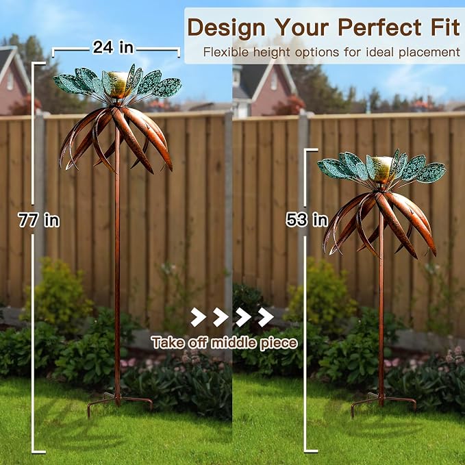Wind Spinners for Yard and Garden, Wind Spinners Outdoor Large Metal, 77 inch Kinetic Wind Spinner & Wind Sculptures, Windmill Decor