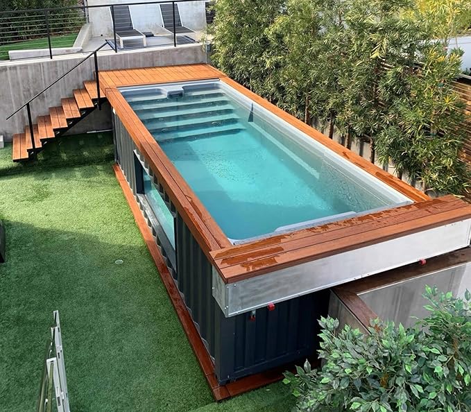 Family Prefab Above Ground Pool Shipping Container Swimming Pools Rectangulares Modular Pool Outdoor Fiberglass Inground Pool for DIY Installation in Gardens for Outdoor Home Use