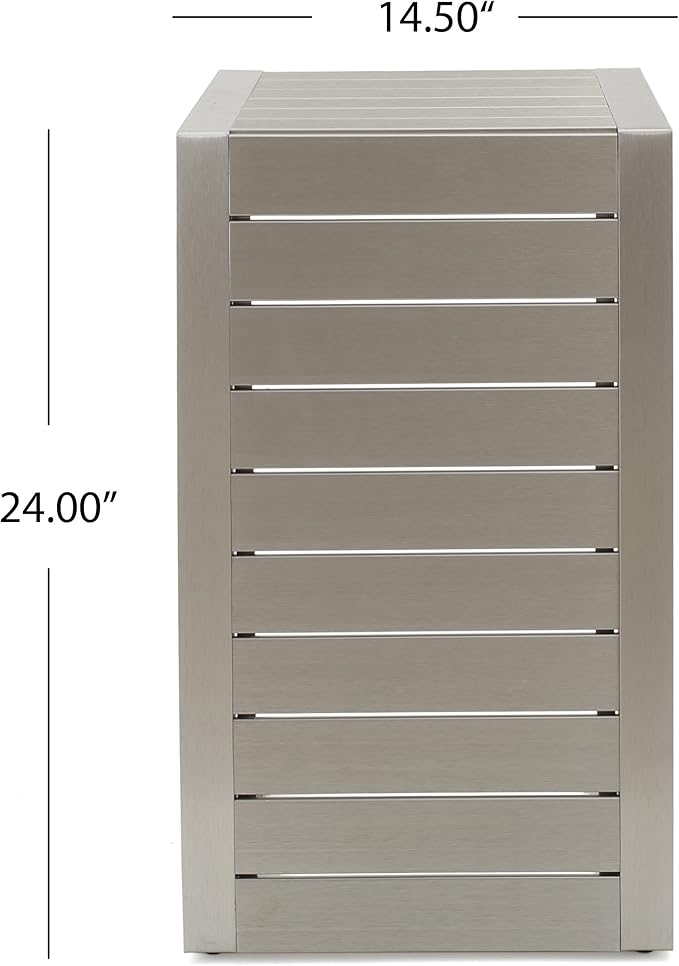 Christopher Knight Home Cape Coral Outdoor Aluminum Club Chairs with Side Table, Khaki / Silver