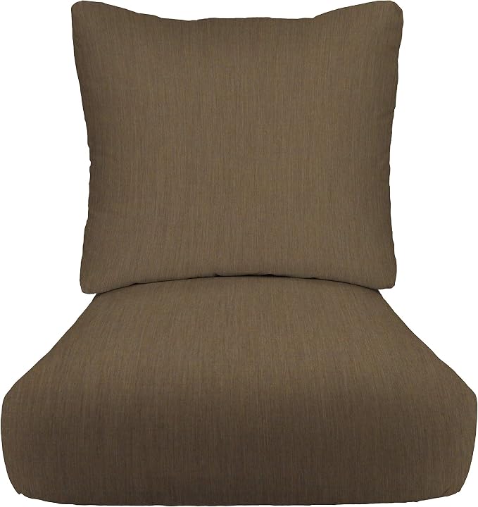 RSH DECOR: Sunbrella Deep Seating Cushion with Pillow Back | 25” x 25” Seat | Water and Fade-Resistant Performance Fabric | Outdoor Chair Cushion Set for Patio Furniture | Canvas Black - Made in USA