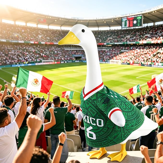 Porch Goose Outfit for Soccer, 23" Porch Goose Statue Clothes, Mexican Flag Jersey, Patriotic National Team Costume, Outdoor Lawn Patio Decor, Cultural Fiesta Sports Game Day Outside Decoration