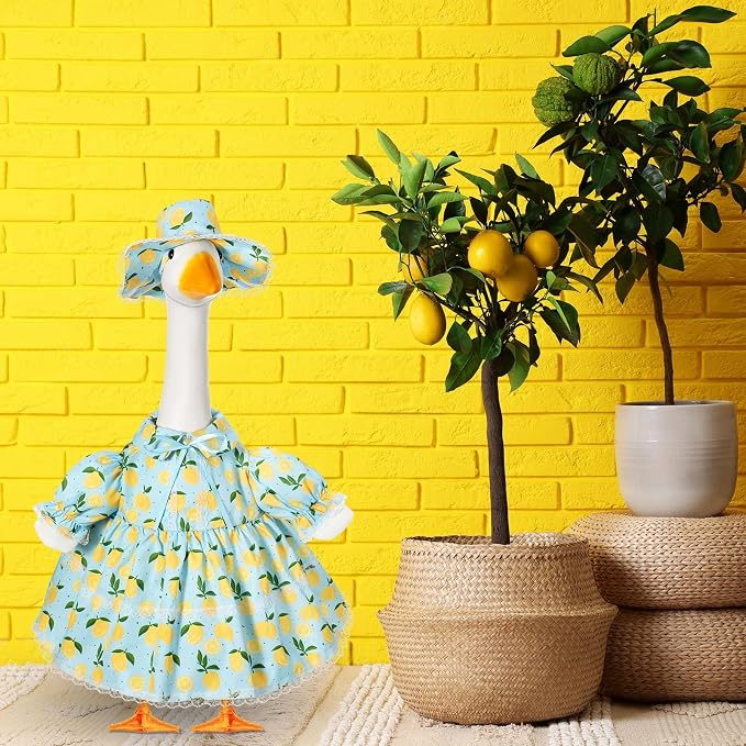 FuWeave Fall Porch Goose Outfit for Lawn Decor | Fits 23"/17" Lawn Plastic/Cement Statue Goose Costume Dress for Front Outdoor Courtyard Garden Patio Yard Decoration