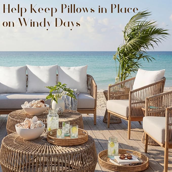 Sieral 1 Pcs 2.2 lb Weighted Outdoor Pillows Inserts, 18" x 18" Patio Waterproof Throw Pillows with 1.1 lb Glass Bead, Waterproof Square Pillow Cushion for Patio Garden Sofa Couch Deck, Yachts, Resort