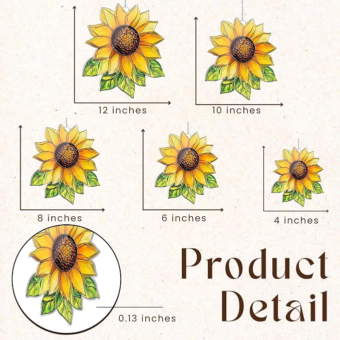Sunflower Acrylic Suncatcher, Boho Suncatchers for Window Hanging Ornament, Stained Glass Effect Art Garden Decor for Flower Lover, Gifts for Mother's Day, Mom, Grandma, Wife, Women, Nana