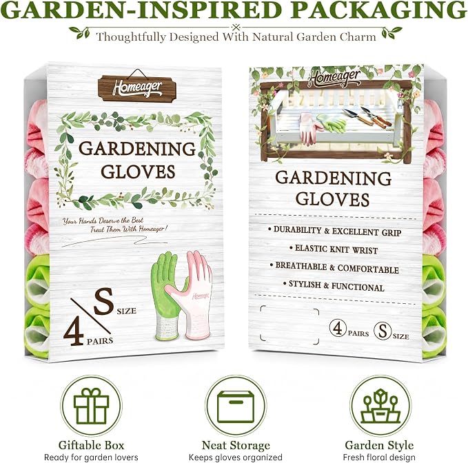 Womens Garden Gloves, Small Work Gloves With Grip, Breathable Yard Gloves | Durable Yard Work Gloves, Rubber-Coated Landscaping Gloves for Weeding, Planting, Lawn Care, Outdoor Work and Warehouse Tasks