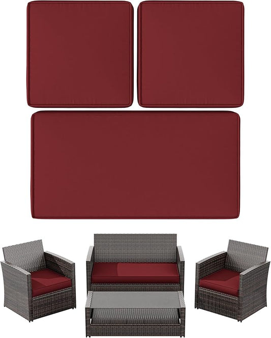 3 Pack Outdoor Patio Seat Cushions Replacement Covers Fit for 4 Pieces 4-Seater Wicker Rattan Patio Conversation Set Loveseat Chair Couch Furniture,36x18x2,18x18x2-Cover Only