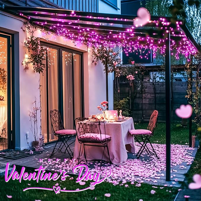 JMEXSUSS 4 Pack Solar Fairy Lights, 33ft 100 LED Pink Solar Lights Outdoor | Outdoor Waterproof, 8 Modes Copper Wire Solar String Lights for Yard Patio Garden Party Wedding Christmas Decorations