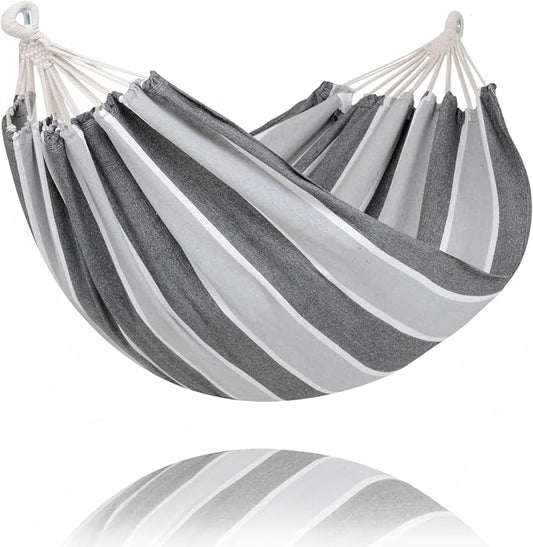 SUNCREAT Hammocks Outdoor Camping Double Hammock, Portable Camping Hammock, Light Gray & Dark Gray