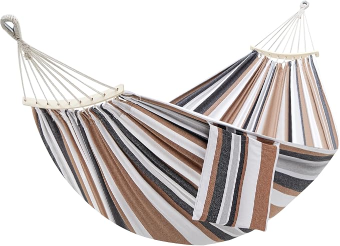 GAFETE Double Hammock for Outside with Tree Straps, Replacement for Stand（Coffee, Large）