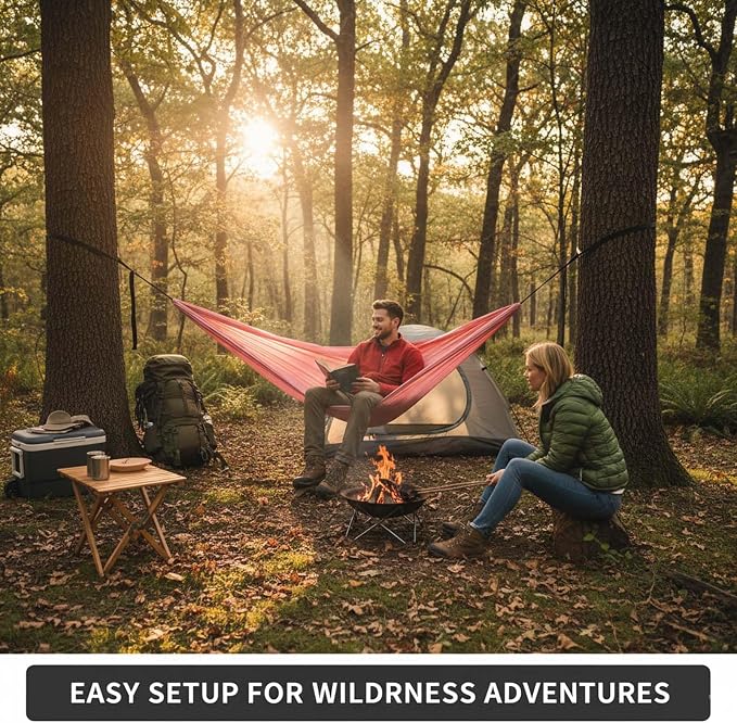 Outdoor Hanging Hammock for Adults, Foldable Travel Hammock with Lightweight Rope and Easy Installation, Perfect for Garden, Patio, Camping Trips, Relax and Enjoy Comfort Anywhere