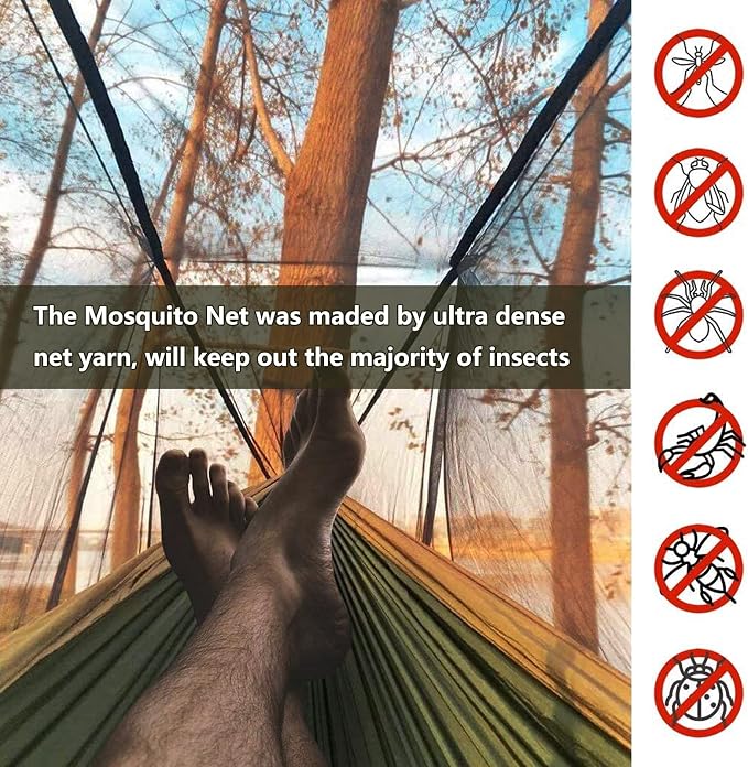 Travel Hammock with Mosquito Net, Lightweight Camping Hammock Hold Up to 200kg, Portable Outdoor Hammock for Camping Hiking Backpacking,Comouflage,290x140cm
