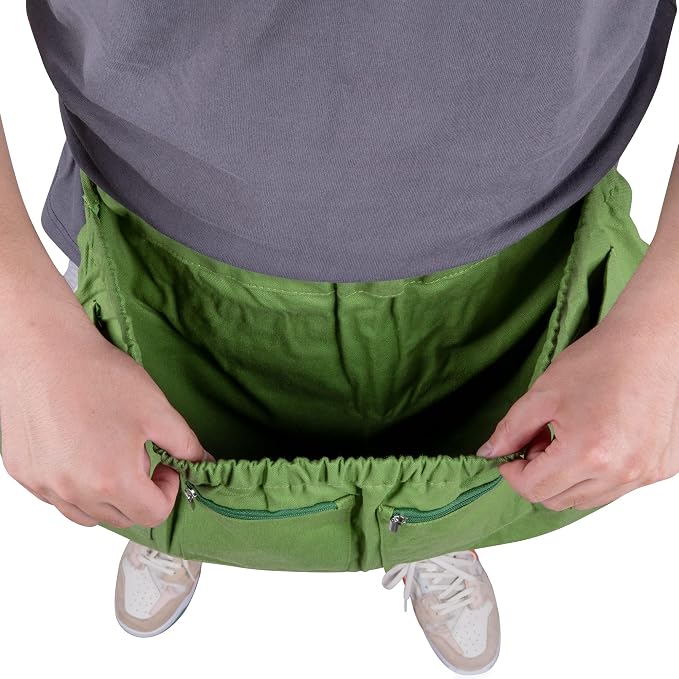 codree Harvest Apron for Garden Vegetable-Adjustable Harvest Picking Apron with 4 Pockets for Gardeners Pick Fruit Weeding