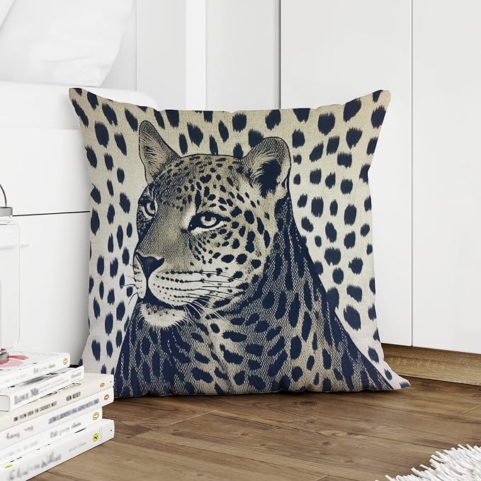 Throw Pillow Covers Antelope Black Animal Print Pillowcase Modern Leopard Graphite Dot Pillow Cover Accent Outdoor Garden Decoration for Bedroom Sofa Bench Porch 18x18 in