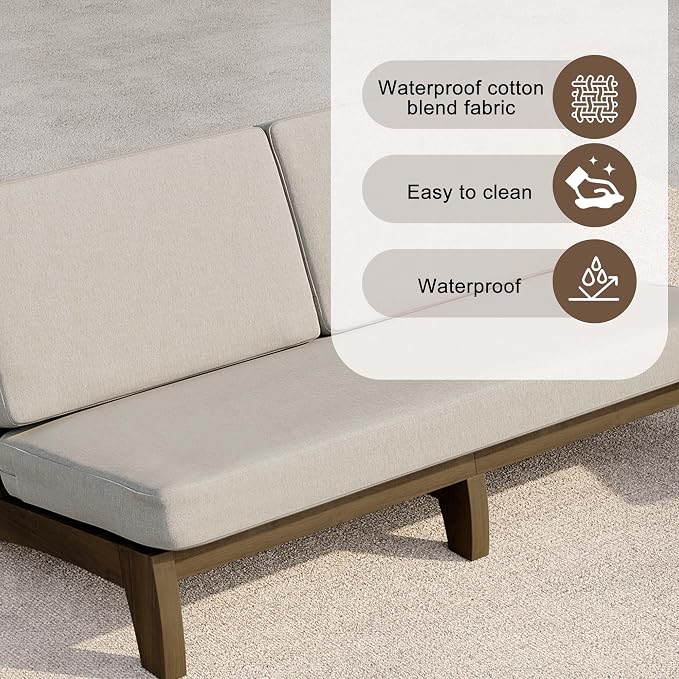 3 Pieces Patio Furniture Sets, All-Weather Outdoor Wood Bistro Set Patio Conversation Coffee Table Chiars and Patio Loveseat for Balcony, Backyard