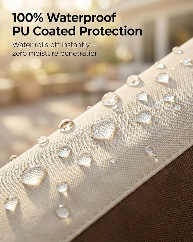 Outdoor Patio Chair Cover Set, Heavy Duty 600D Oxford Fabric, Weather Resistant Waterproof Furniture Protector, 4-Pack, 30x34x36 Inches, Beige and Brown
