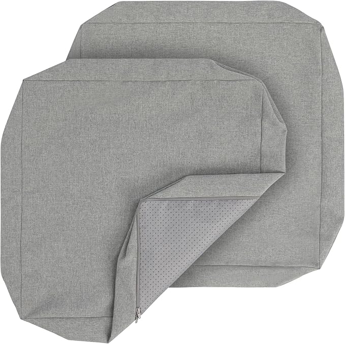 FUNHOME Outdoor Cushion Covers 20 x 20 x 4 inch,Set of 2,Non-Slip Grips Bottom,Replacement Cushion Covers for Garden Patio Furniture Couch Chair,Fade-Resistant Slipcover Only,No Insert(Light Gray)