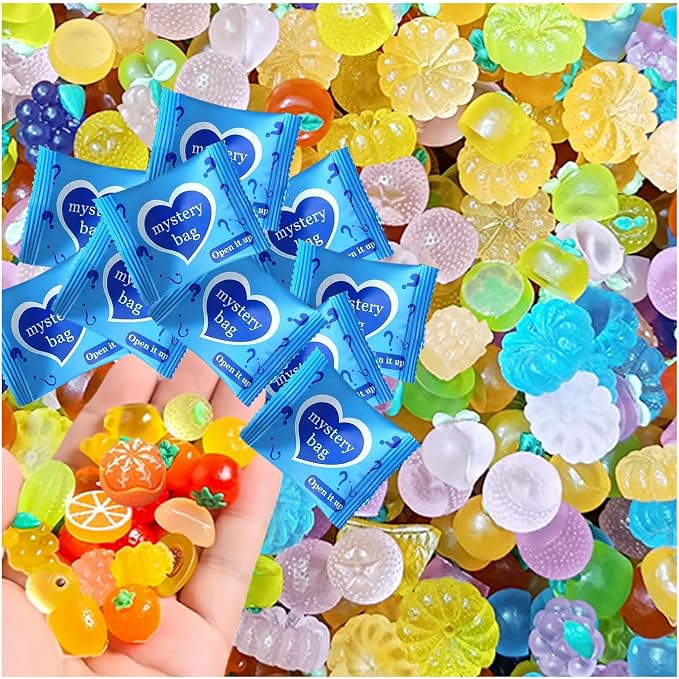 Mini Glow In The Dark Animal Resin Models, Resin Animals Mystery Bags, Individually Wrapped Blind Bags Tiny Animal Figurines, Collectible Mini Animals For Fairy Garden, DIY Crafts (50, Fruit)