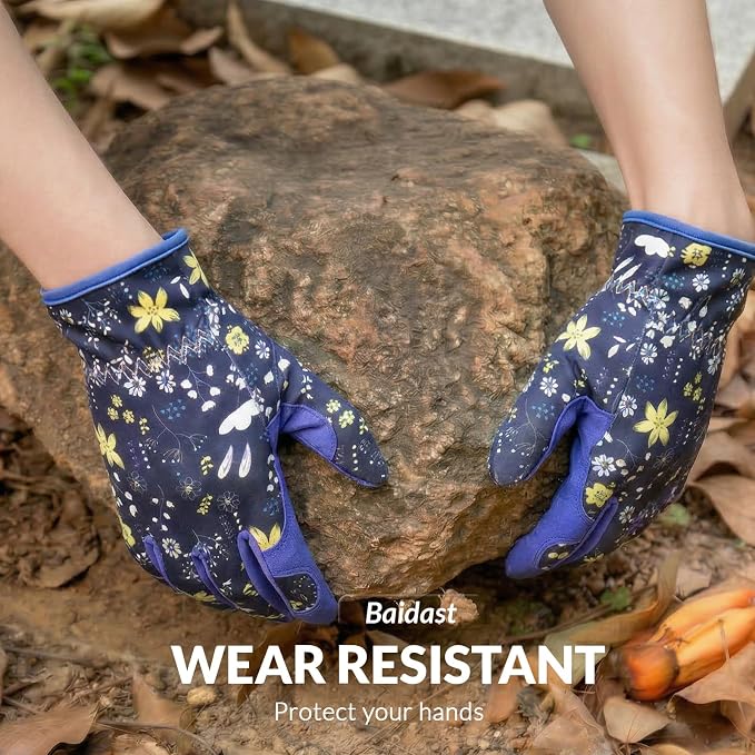 Baidast Gardening Gloves for Women, Breathable Leather Garden Gloves with Grip, Thorn Proof Work Gloves